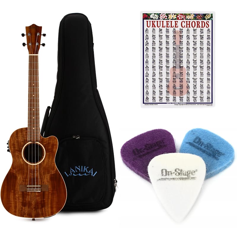 Lanikai ACSTCEB Acacia Baritone AcousticElectric Ukulele Reverb