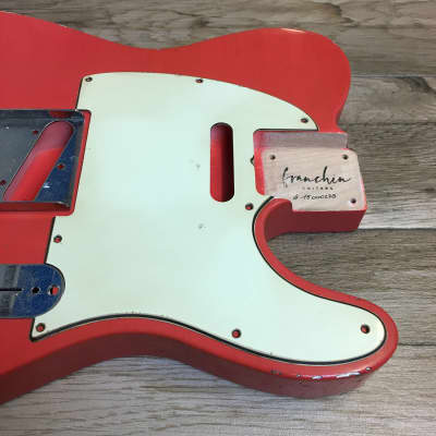 Franchin Mars guitar body FADED FIESTA RED nitro heavy relic cracks aged alder T-type image 8