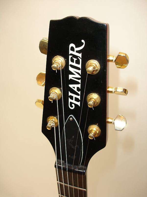 1998 Hamer Slammer DC Archtop Electric Guitar, MIK, Flamed Maple Top,  Cherry Sunburst, Gold Hardware