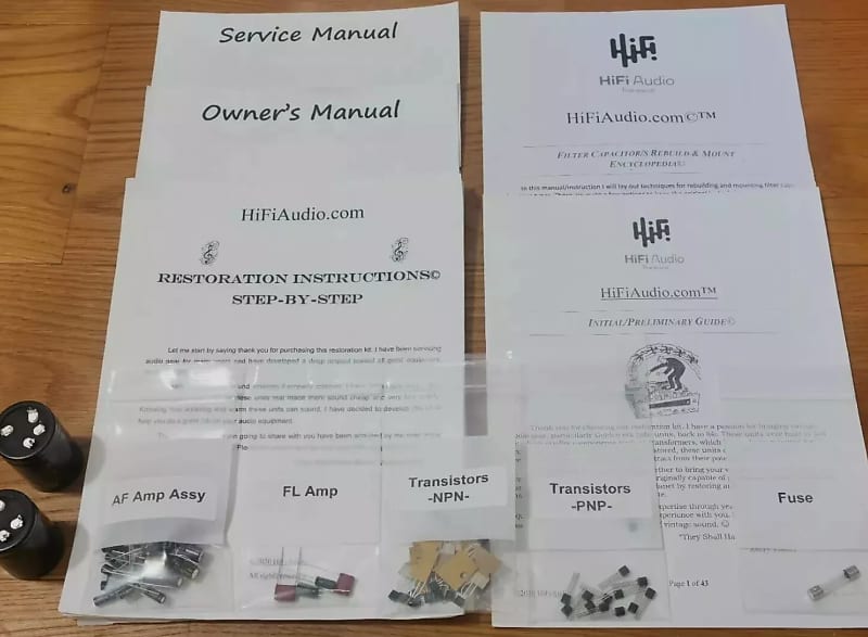 Pioneer SA-510 restoration kit filter capacitor repair rebuild fix  			