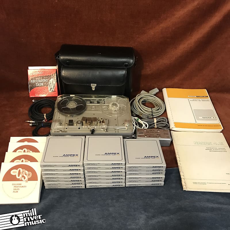 Nagra 4.2 Portable Reel to Reel Recorder w/ Ampex 1/4 Tapes, Case &  Accessories