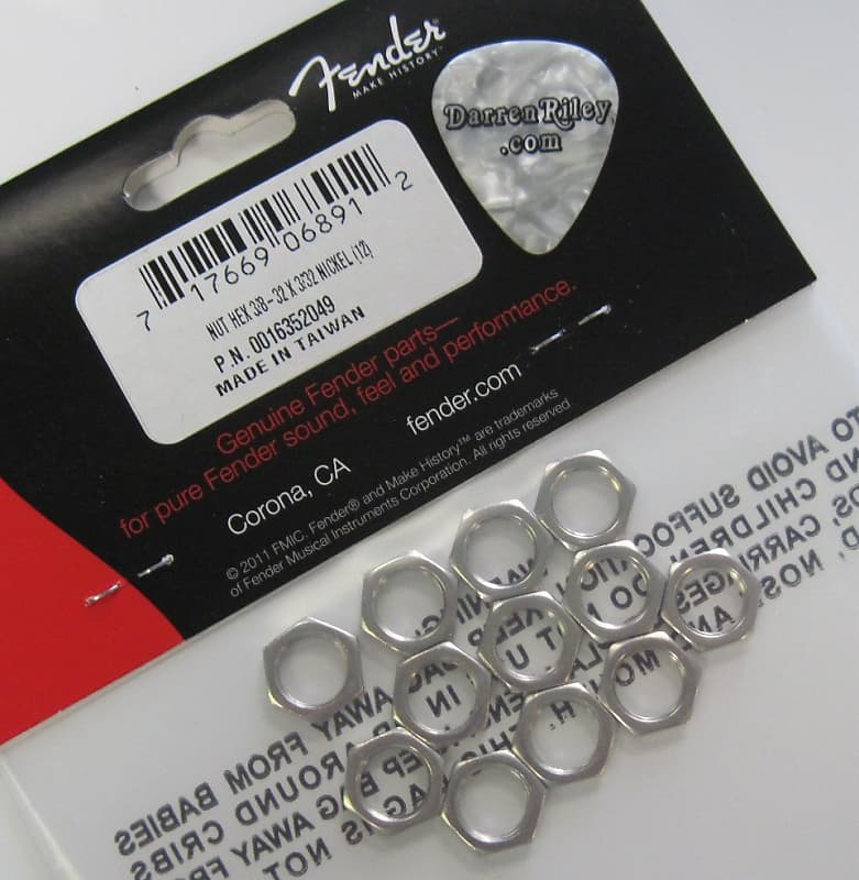 Fender Nickel 3/8 Hex Nuts for Pots and Jacks 0016352049
