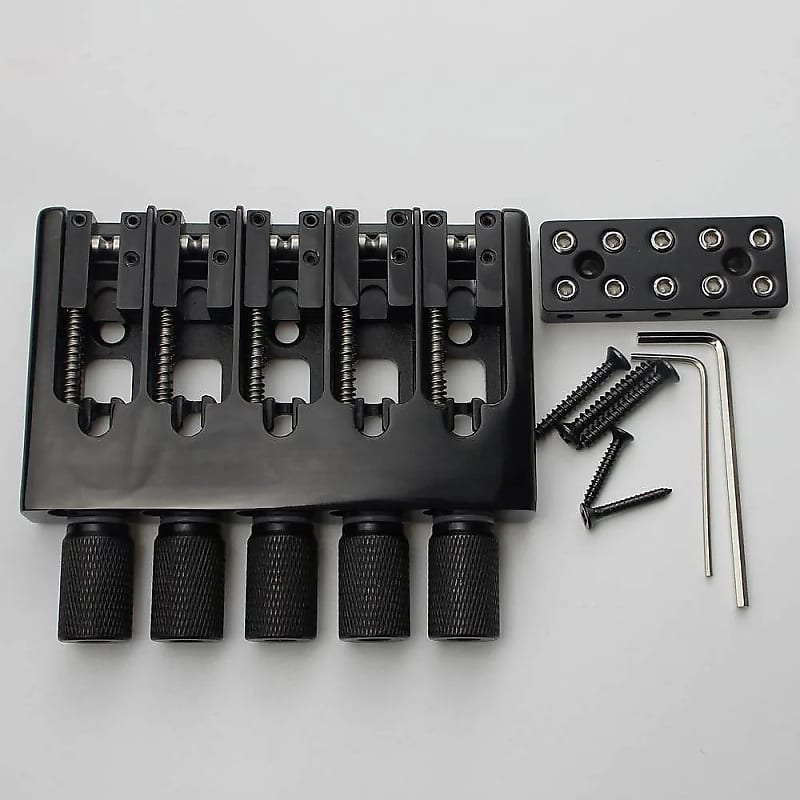 Black 5 String Headless Bass Guitar Fixed Bridge with Adjustable Strings | Reverb UK