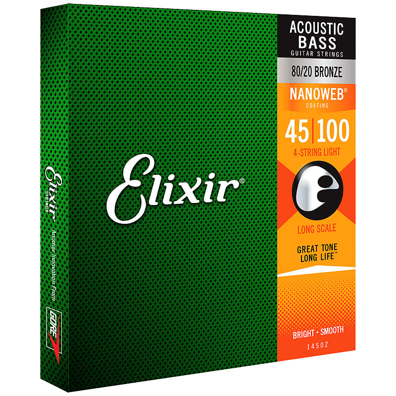 Elixir Light NANOWEB Acoustic Bass Strings 14502 .045-.100 image 1