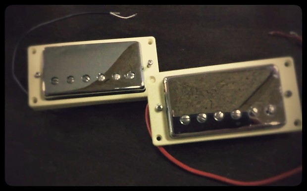 Tokai Love Rock Humbucker Pickups Neck Bridge Chrome w Creme Rings Les Paul