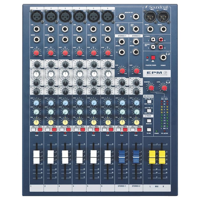 Soundcraft EPM6 6-Channel Multi-Format 6 Mono + 2 Stereo Analog Mixer Console image 1