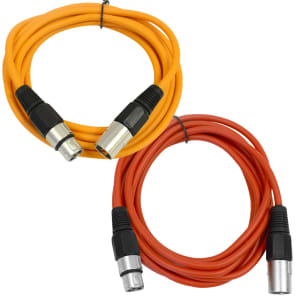 Seismic Audio SAXLX-6-ORANGERED XLR Male to XLR Female Patch Cables - 6' (2-Pack)