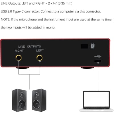USB Audio Interface with Mic Preamplifier XLR Audio Interface 48V 2 Channel for Streaming Support Instrument Guitar or Bass Smartphone Tablet Computer and Other Equipment Recording image 3