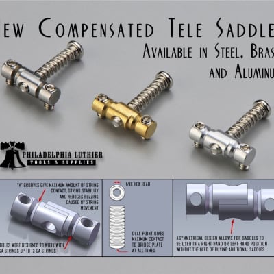 Compensated Telecaster Saddle - Aluminum - 5/16" Offset Barrel - Set of 3 image 4