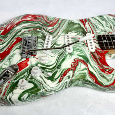 Custom Swirl Painted and Upgraded Fender Squier Affinity Strat  W/ Matching Headstock and Pickguard image 13