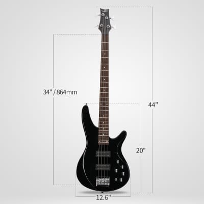 Glarry 44 Inch GIB 4 String H-H Pickup Laurel Wood Fingerboard Electric Bass Guitar with Bag and other Accessories 2020s - Black image 5