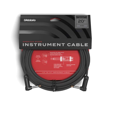 D'Addario PW-AMSGRR-20 20ft American Stage Right Angle to Right Angle Instrument Cable image 4