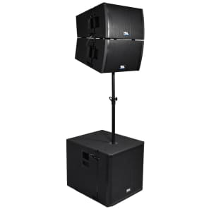 Seismic Audio SAXLP-PKG2 Line Array Package w/ Dual Powered 12" Speakers, 18" Sub, Mounting Pole