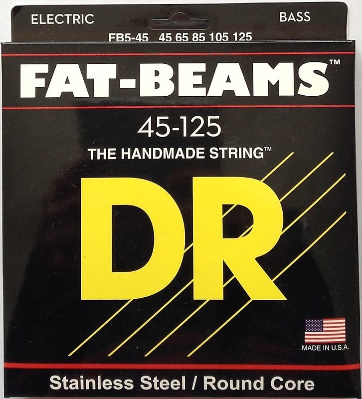 DR FB5-45 Fat Beams BASS Guitar Strings stainless steel round core 45-125 image 1