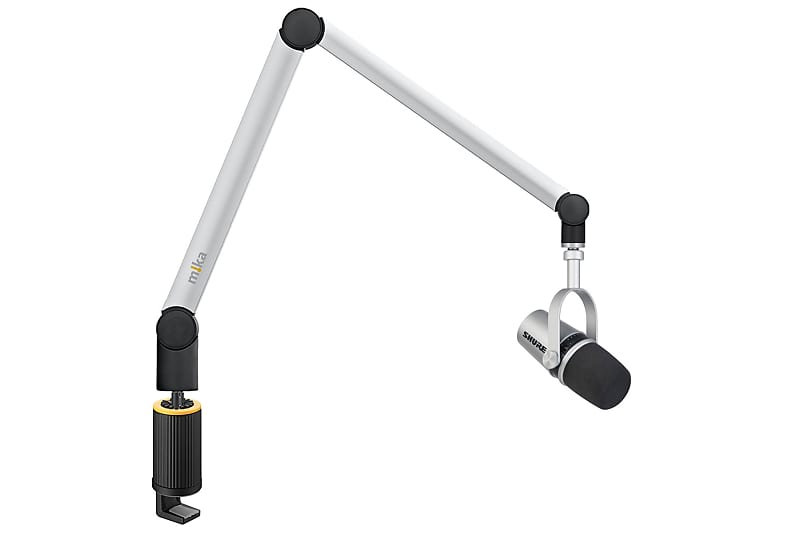 Yellowtec Bundle | Aluminum Microphone Arm M w/ Table Clamp and MV7-S Dynamic Microphone (Silver) image 1