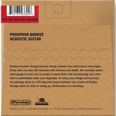 Dunlop DAP1252J Acoustic Phosphor Bronze Guitar Strings, Medium 12-String, .012/.012–.052/.030, 12 Strings/Set image 2