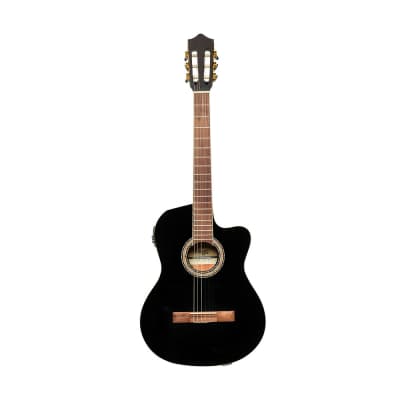 Stagg SCL60 TCE-BLK cutaway Acoustic-electric Classical Guitar w/ B-Band 4-band EQ, black image 6
