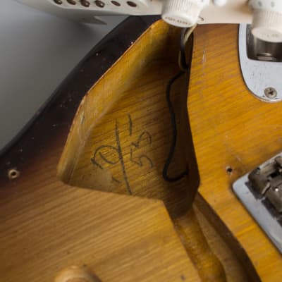 Fender  Stratocaster Non Tremolo Solid Body Electric Guitar (1956), ser. #10339, original tweed hard shell case. image 17