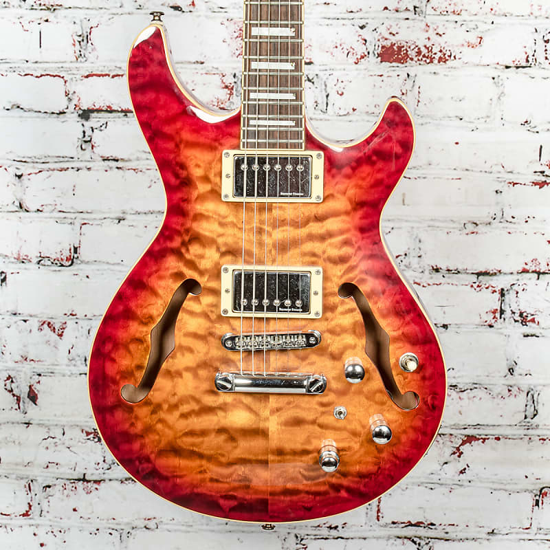 Cort M-900 Semi-Hollow Electric Guitar, Quilt Cherry Sunburst | Reverb