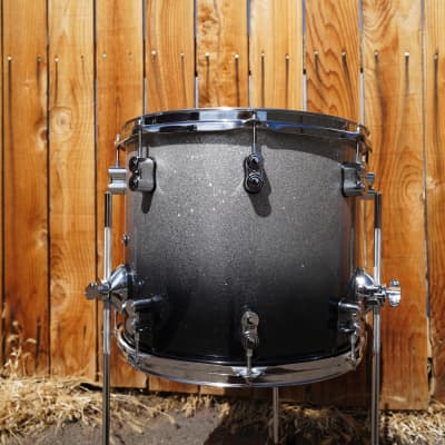 PDP Concept Maple 12" x 14" Floor Tom Silver to Black Sparkle Fade Lacquer | 14" Floor Tom w/ Legs image 4