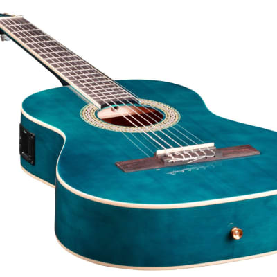 Artist CL34TBB 3/4 Size Blue Classical Nylon String Guitar Pack image 5