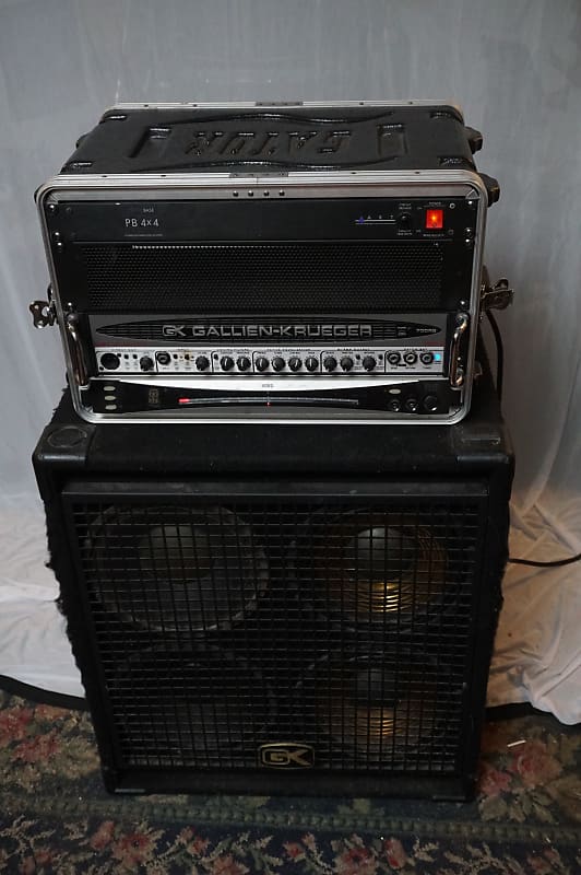 Gallien-Krueger 700RB-II with Goldline 410GLX Cab and Rack Case mid-2000's  - Black