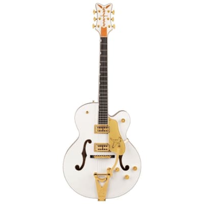 Gretsch G6136TG Players Ed Falcon Hollow Body 6-String Electric Guitar - Right-Handed (White) Bundle with Gretsch Jim Dandy Parlor Acoustic Guitar (Frontier Satin) image 2