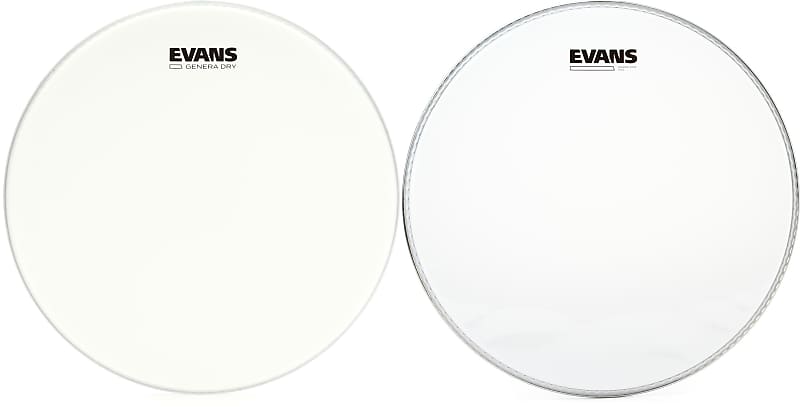 Evans Genera Dry Coated Snare Head - 14 inch  Bundle with Evans Snare Side Clear Drumhead - 14 inch image 1