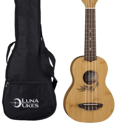 Luna Uke Bamboo Series Soprano Size Acoustic Ukulele with Gig Bag image 1
