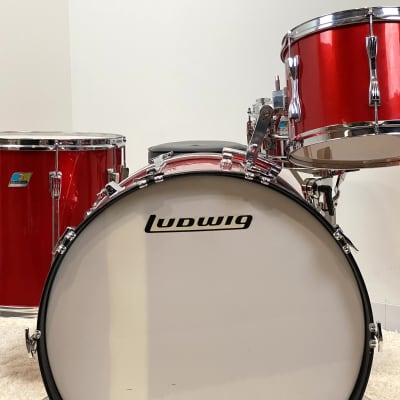 Ludwig 70s Mach 4 drum set 13/16/24/5x14 Supra and canister throne. Red Silk image 5