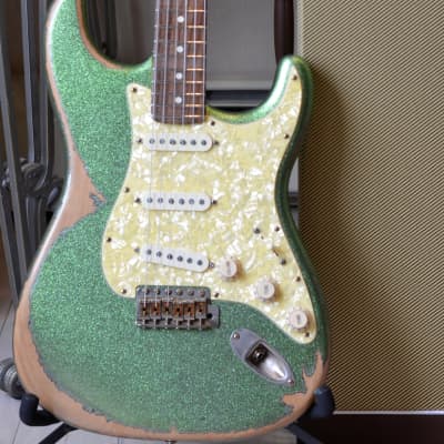 American Fender Stratocaster Relic Nitro Lime Squeezer Green Sparkle SSS-CS 54'S image 3