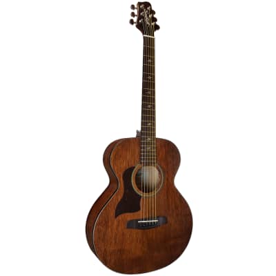 Sawtooth Mahogany Series Left-Handed Solid Mahogany Top Acoustic-Electric Mini Jumbo Guitar with Hard Case and Pick Sampler image 4