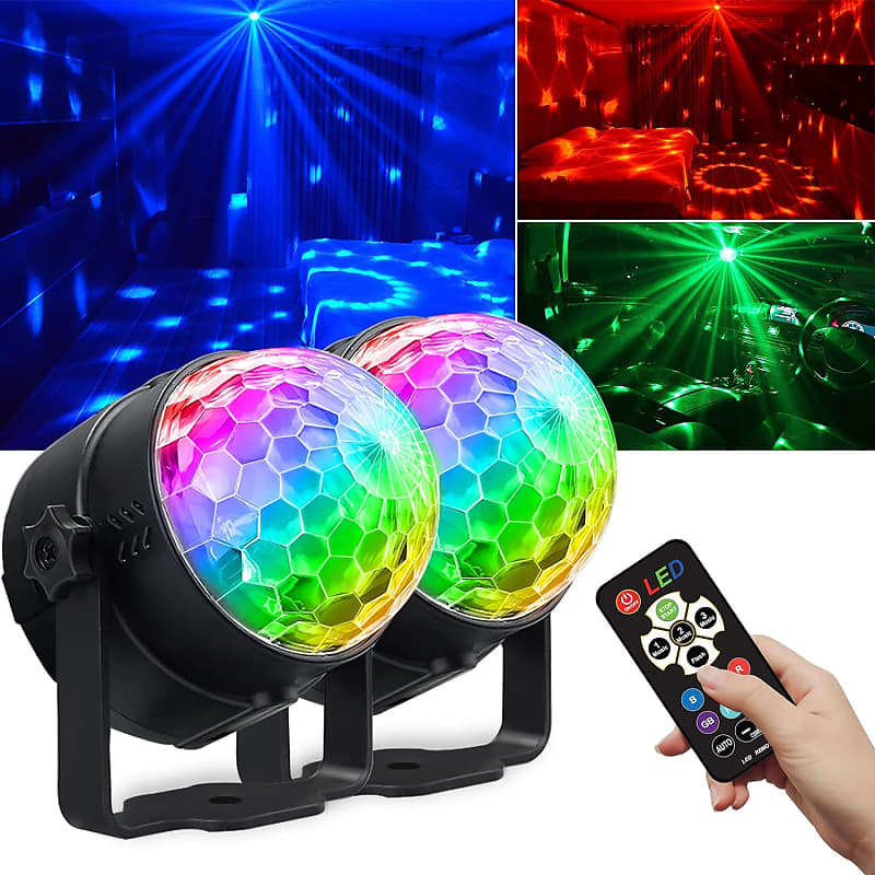 Disco Lights for Parties Multi Colour Mini Disco Ball Light Portable LED  Home Disco Lights Sound Activated DJ Lights, 2-Pack USB Rechargeable Disco