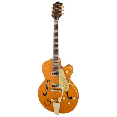 Gretsch G6120T-55 Vintage Select Edition '55 Chet Atkins 6-String Right-Handed Electric Guitar with Hollow Body, Bigsby Tailpiece, and Rosewood Fingerboard (Vintage Orange Stain Lacquer) image 3