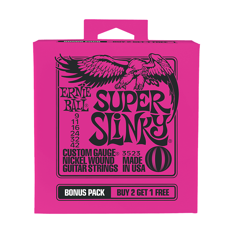 Ernie Ball P03523 Super Slinky Nickel Wound Electric Guitar Strings Bonus Pack image 1