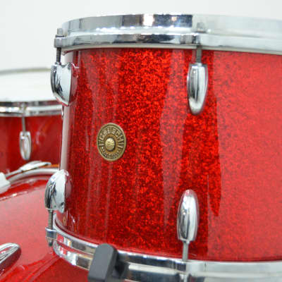 Used 1950's/1960's Recovered Gretsch 3pc Drum Kit - "Red Sparkle" image 3