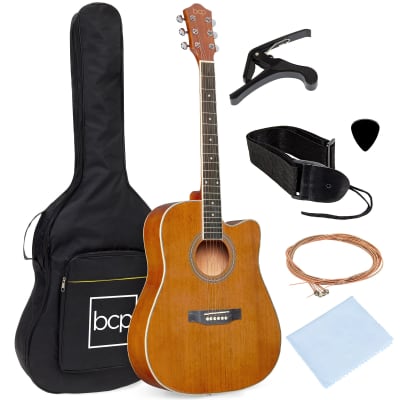 Best Choice Products Full Size Beginner Acoustic Guitar Set with Case, Strap, Capo - 41in-Dark Brown image 22