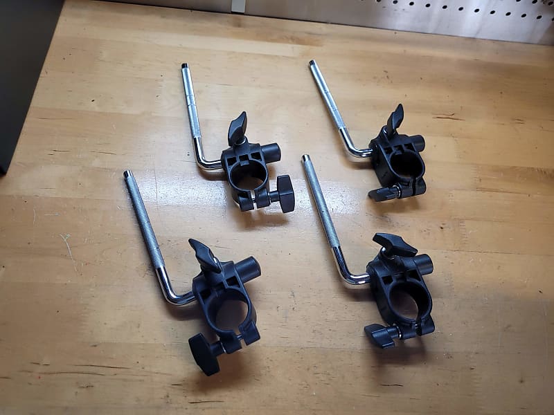 4 Roland Clamps with L-Rods - tom clamps cymbal rack mounts - Free Shipping image 1