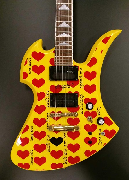 Fernandes Burny Hide MG-145s Yellow Hide - Yellow Heart Mockingbird