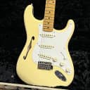 2018 Fender Eric Johnson Thinline Semi-Hollow Stratocaster Aged Vintage White Yellow Strat w/ OHSC