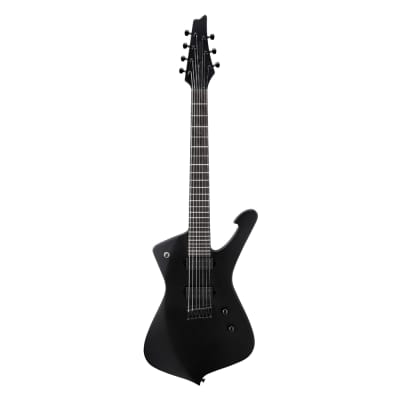 Ibanez ICTB721 Iron Label Iceman 7-String Electric Guitar, Black Flat image 1