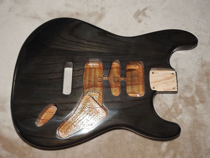 Mighty Mite MM2700AF-STBK Strat Swamp Ash Body Transparent Black Thin Poly Finish NOS #2 image 1