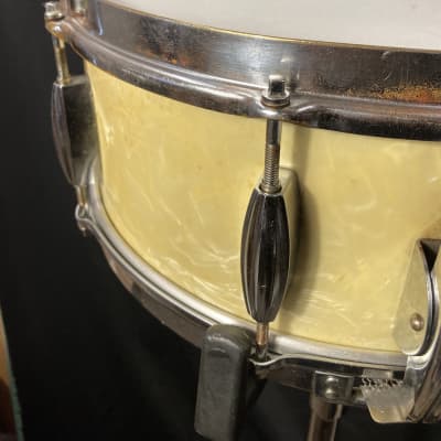 Rikki Rocket's Poison, Slingerland 5x14" Radio King Snare Drum 1951 - Marine Pearl image 17