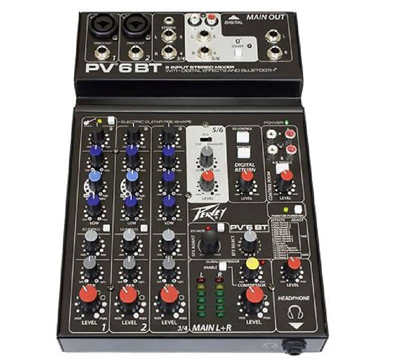 Peavey PV6 BT 6 Channel Stereo Mixer with Compression and Bluetooth image 1