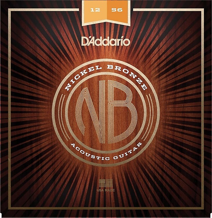 D'Addario NB1256 Nickel Bronze Acoustic Guitar Strings - .012-.056 Light Top/Medium Bottom image 1