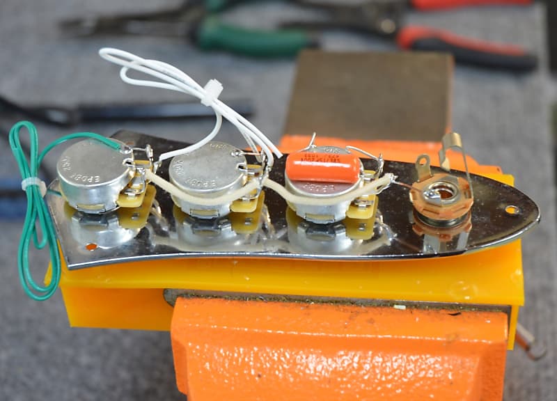 Hoagland Custom "Jaco Pastorius" Jazz Bass Wiring Harness - Handcrafted - features "Orange Drop" Cap image 1