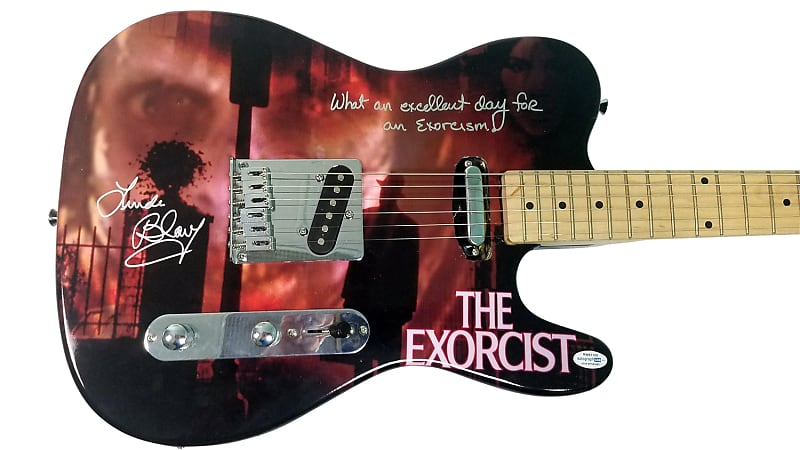 The Exorcist Linda Blair Autographed Signed Custom Photo Guitar ACOA Witness ITP image 1