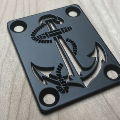 Anchor Neck Plate For Bolt On Neck Guitar or Bass - Industrial Black Finish image 2