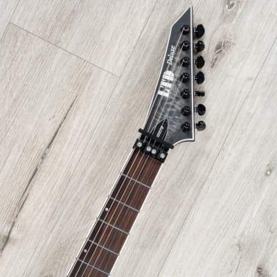 ESP LTD Deluxe M-1007 Baritone 7-String Guitar, Quilt Maple Charcoal Burst Satin image 8