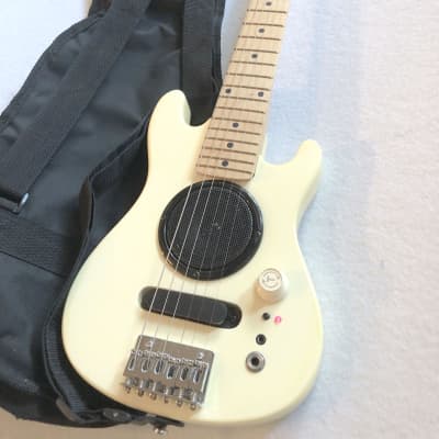 Music Man Mini/Travel Electric Guitar in White/Light-yellow Colour with Speaker Made in Japan image 9